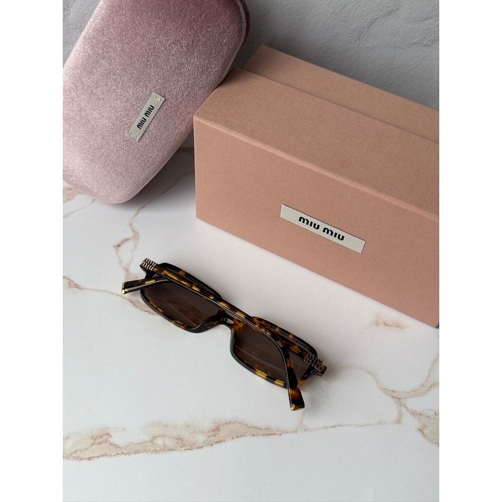 NEW Miu Miu MU11ZS Brown Havana Sunglasses $518 - Picture 4 of 9